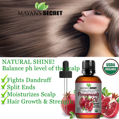 USDA Certified Organic Pomegranate Seed Oil for Skin Repair -Large 4oz Glass Bottle  Cold Pressed and Pure Rejuvenating Oil for Skin, Hair and Nails