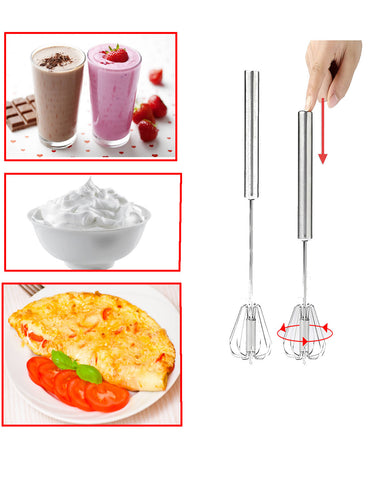 Premium Stainless-Steel Hand Push Whisk Blender, Egg Beater, Hand Egg Mixer for Flour Cake Length 10 inch