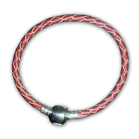 9.0" High Quality Dark Red Real Leather Bracelet For European Snake Chain Charms - Sexy Sparkles Fashion Jewelry