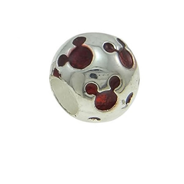 Red Mouse Charm Spacer European Bead Compatible for Most European Snake Chain Bracelets