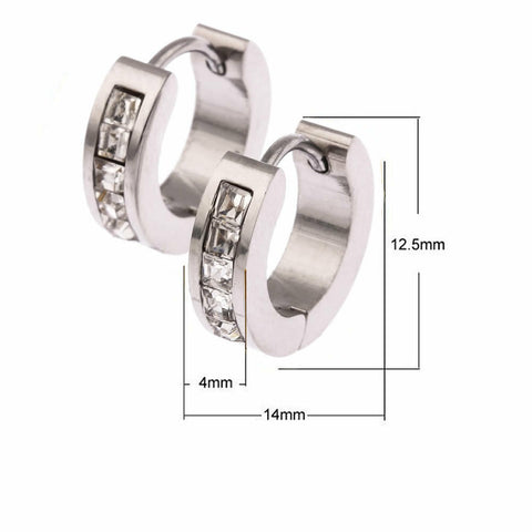 2 Pairs Stainless Steel Womens Mens Hoop Earrings Huggie Earrings CZ Piercings