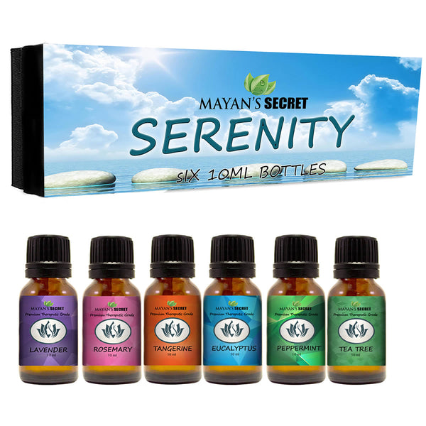 Premium Grade Essential Oils-Serenity- Gift Set 6/10ml Pure Essential Oils for Diffuser, Humidifier, Massage, Aromatherapy, Skin & Hair Care