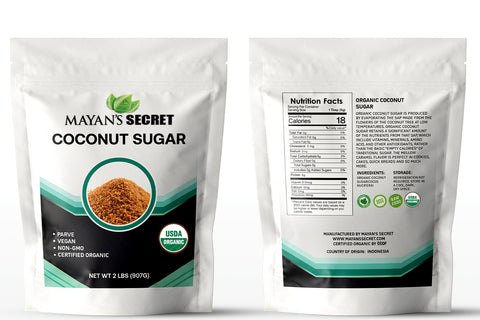 Mayan's Secret USDA Certified Organic Coconut Sugar, 2 Lbs - Low Glycemic | Unrefined | Trace Minerals