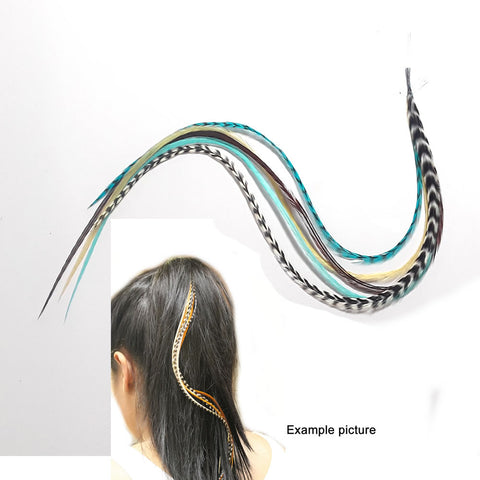 100% Genuine Feathers for hair Extensions Turquoise, White Grizzly  & Brown Long Thin Feathers for Hair Extension 7 Feathers