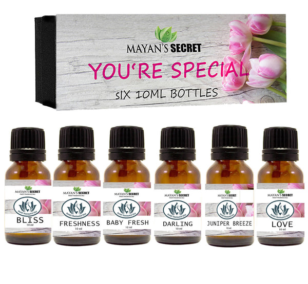 Premium Grade Fragrance Oil- You're Special- Gift Set 6/10ml Bliss, Love Type, Juniper Breeze, Alluring, Darling, Freshness