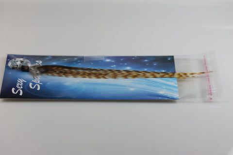 Feather Hair Extensions 4-7 Ginger Grizzly with Browns & Beige Feathers for Hair Extension 5 Feathers - Sexy Sparkles Fashion Jewelry - 3